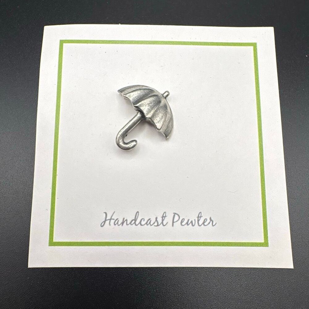 Pewter Umbrella Tie Pin, Lapel Pin, Handmade, Jim Clift, NEW